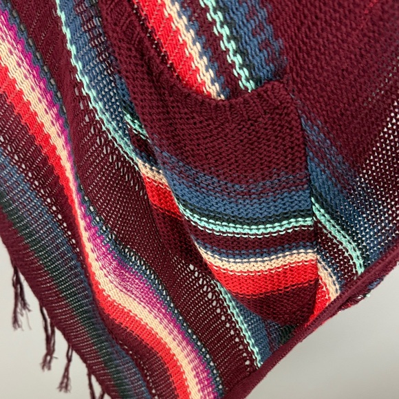 Billabong Boho Striped Open Front Fringe High-Low Hem Cardigan Sweater - Size M - Picture 10 of 14